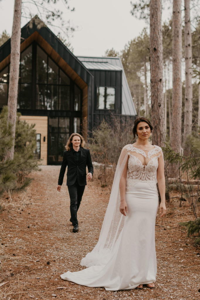 Bride waiting for the groom for their first look before the ceremony.