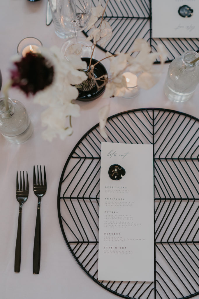 Wedding dinner menu.