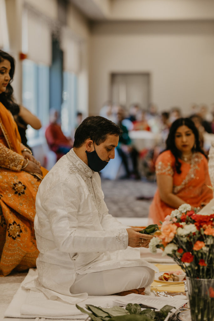 Priest known as a Pandit during a Hindu Ceremony.