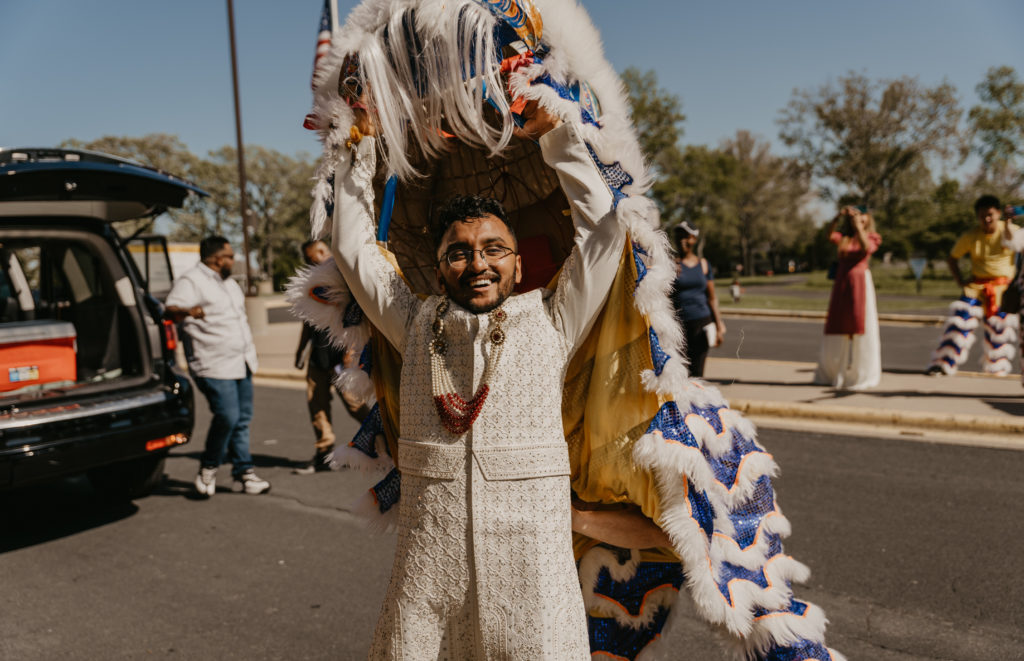 Live music and dancing during a Hindu Ceremony called the Baraat.