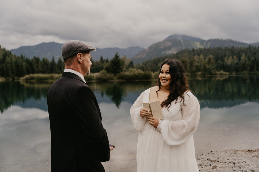 Exchanging vows at Gold Creek Pond Loop.
