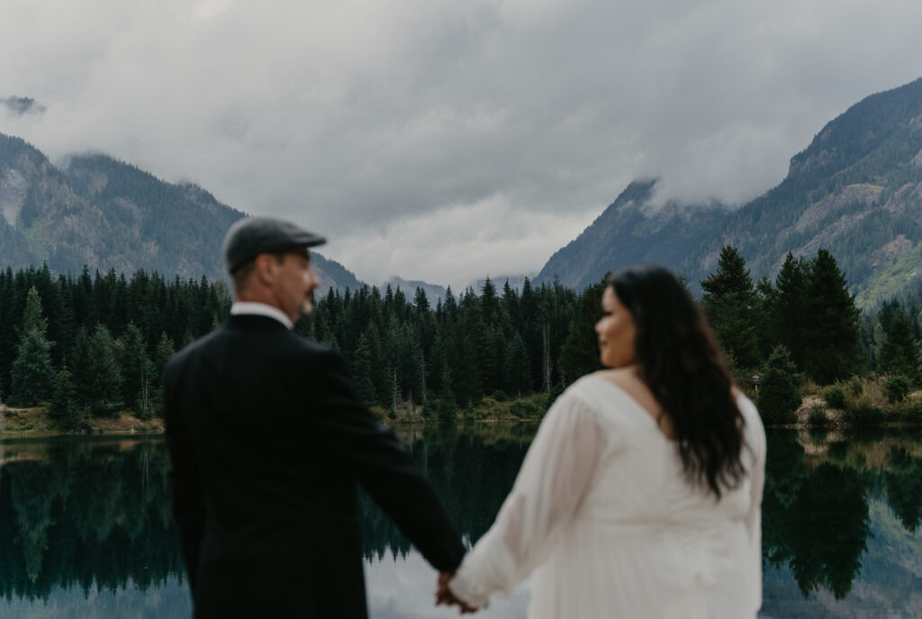 Romantic and dreamy elopement at Gold Creek Pond, Washington.