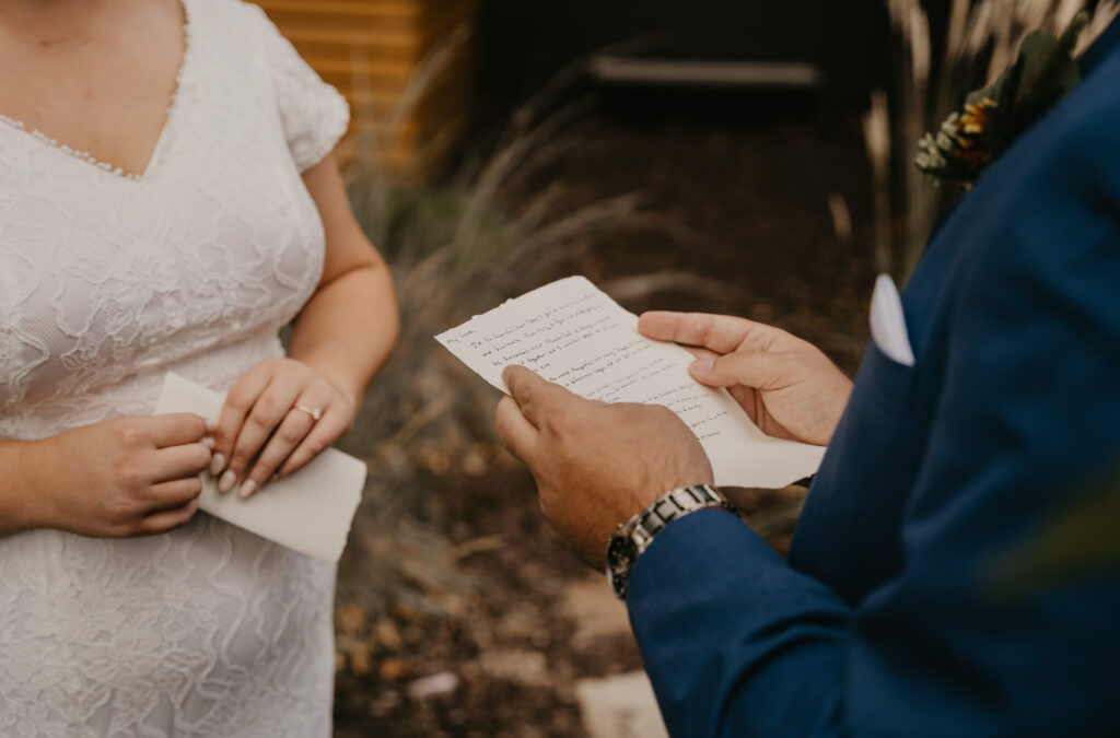 Exchanging private vows before the ceremony.